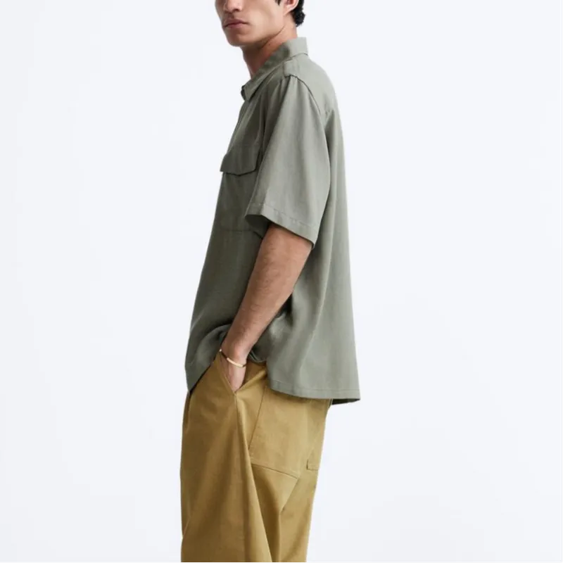 ZARA Shirts Men Khaki-4