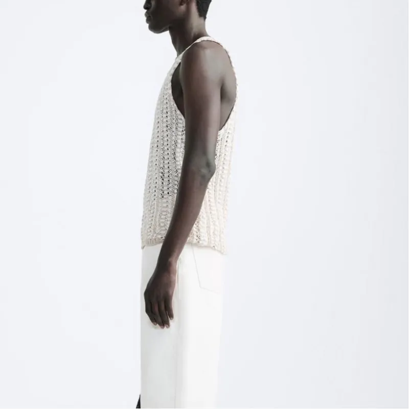 ZARA Tank Tops Men White-4