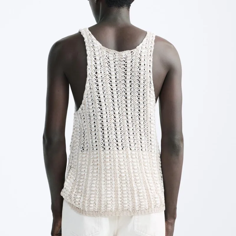 ZARA Tank Tops Men White-3
