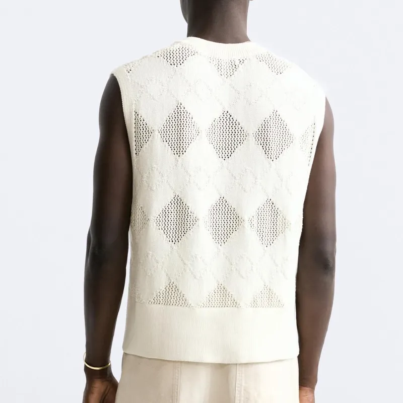 ZARA Tank Tops Men White-3