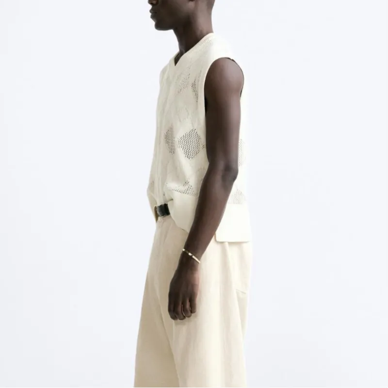 ZARA Tank Tops Men White-4