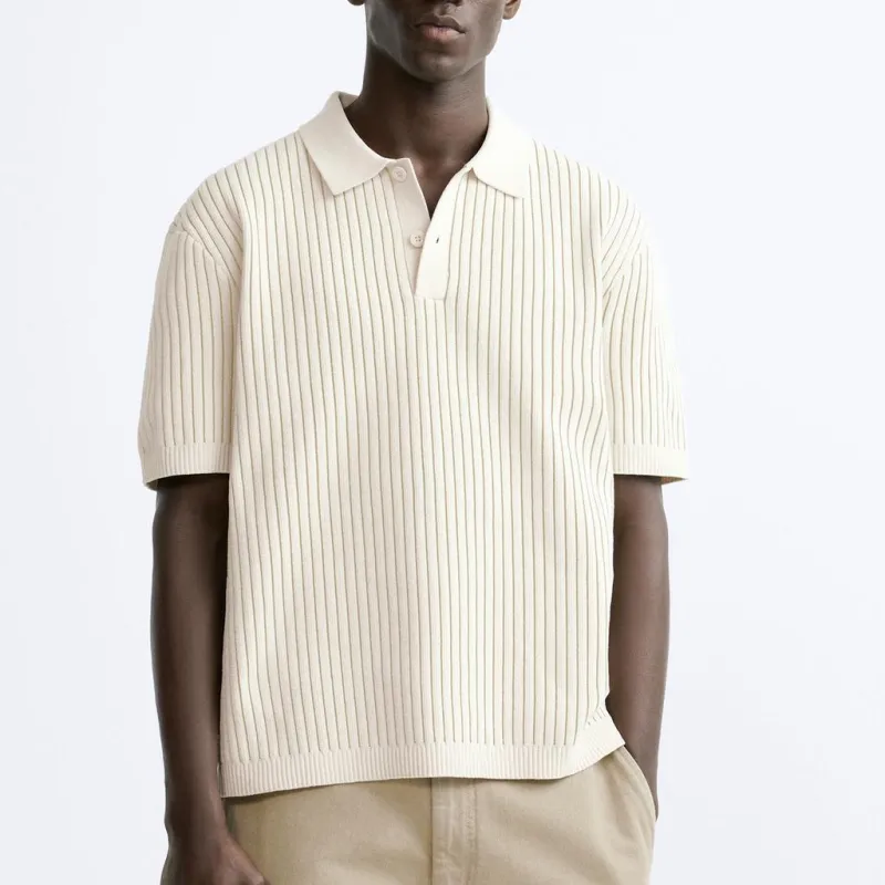 ZARA Polo Shirt Men's Light Green-2