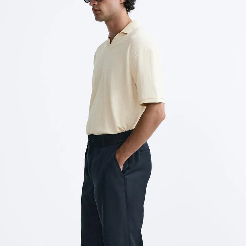 ZARA Polo Shirts Men Beige-4