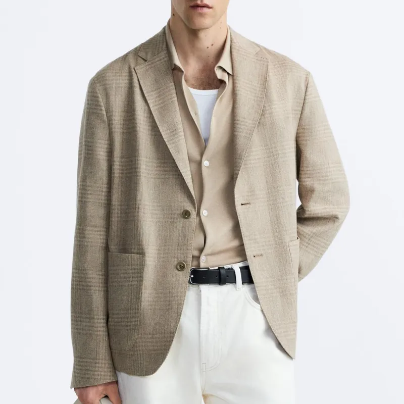 ZARA Business Suit Men's Beige/Green-2