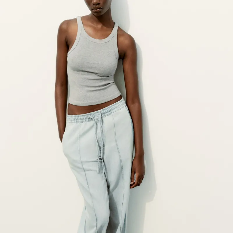 ZARA Tank Tops Women's Gray-1