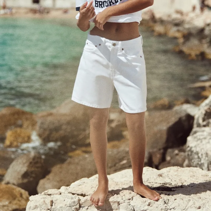 ZARA Trf Denim Shorts Women's White-1