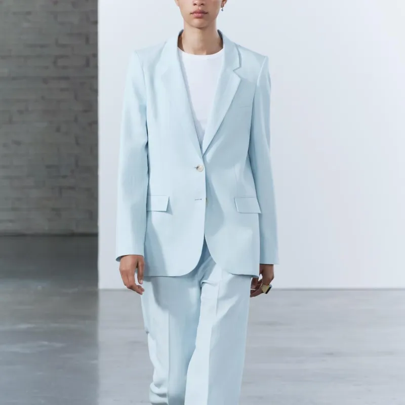 ZARA ZW Series Business Suit Women's Light Blue-2