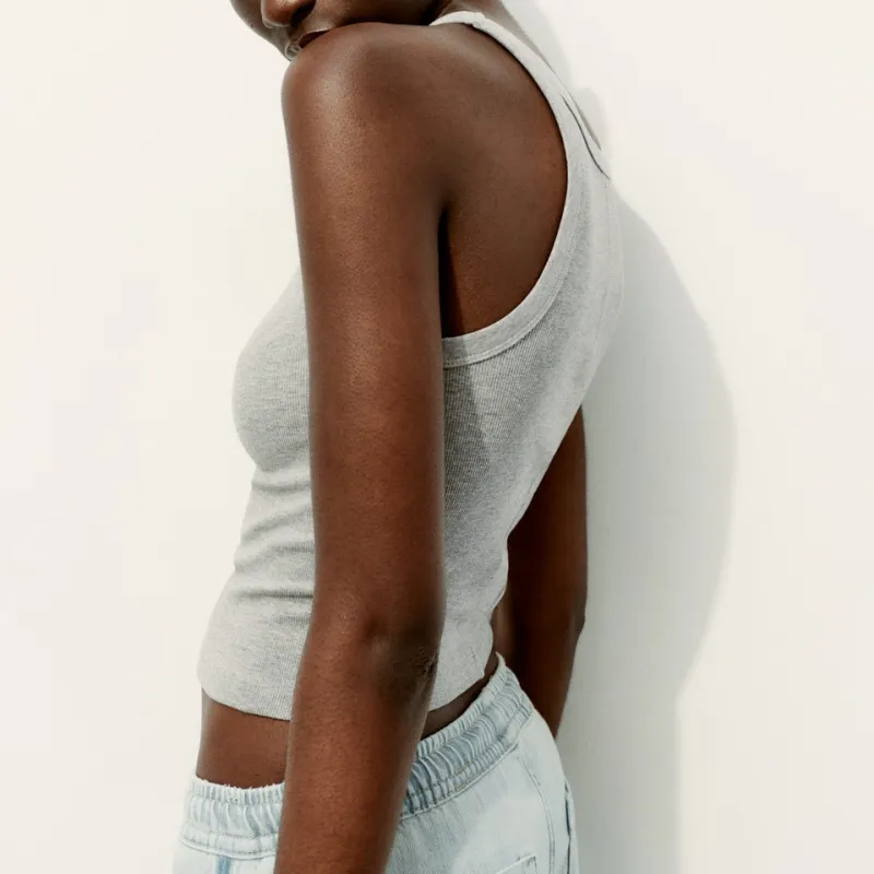 ZARA Tank Tops Women's Gray-3