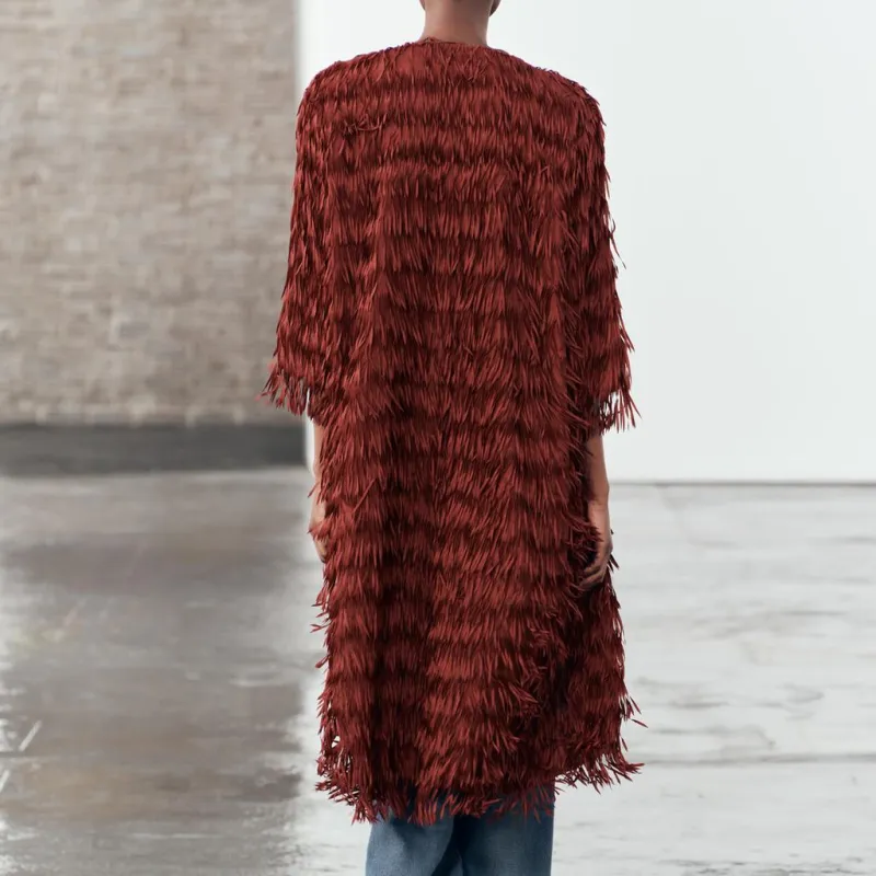 ZARA Knitwear Women's Dark Red-3