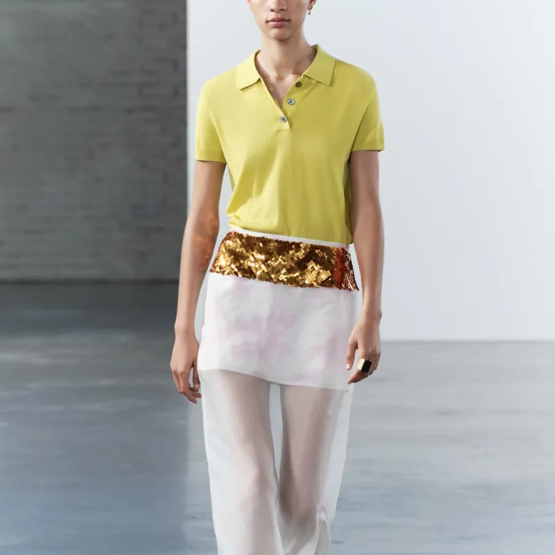 ZARA Polo Shirts Women's Lime-2