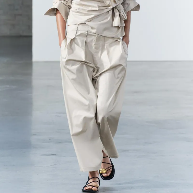 ZARA ZW Series Casual Pants Women's Beige-2
