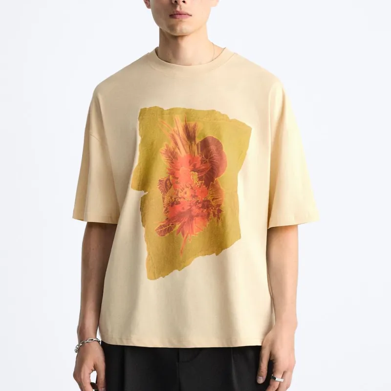 ZARA T Shirts Men Orange-2