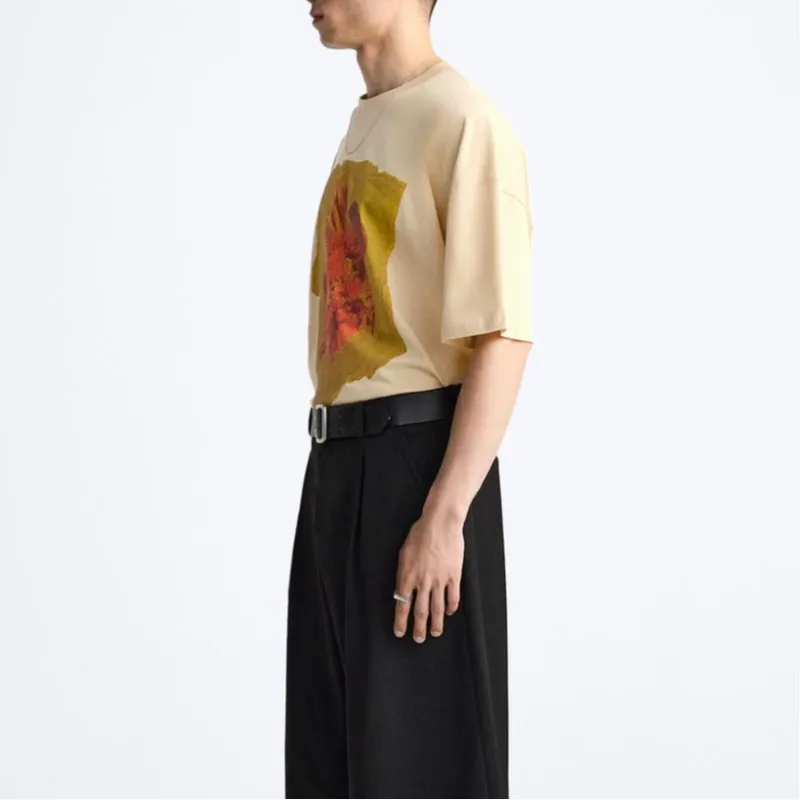 ZARA T Shirts Men Orange-4