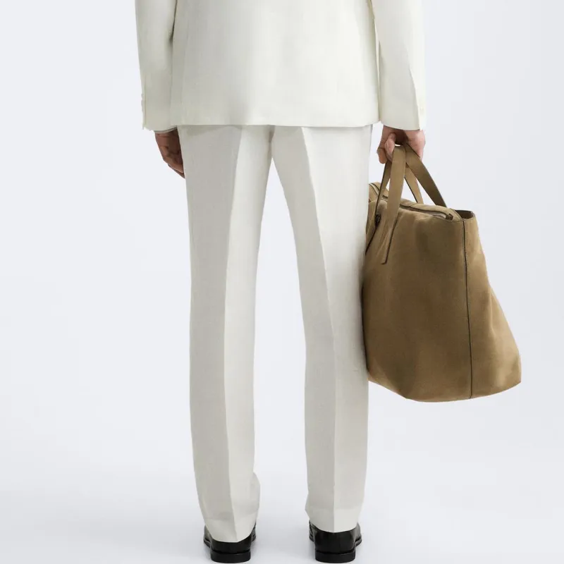 ZARA Suit Trousers Men White-2