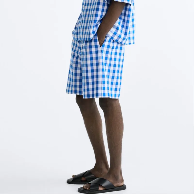 ZARA Casual Shorts Men Blue-4