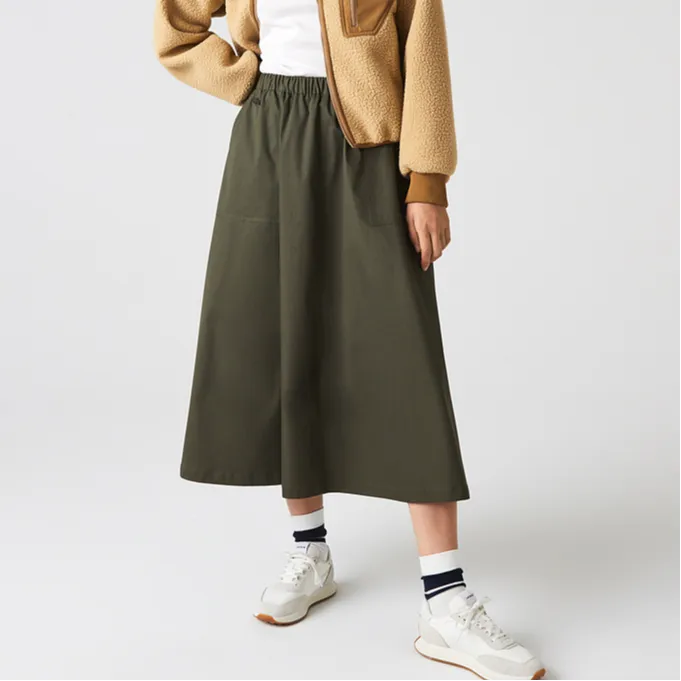LACOSTE Casual Long Skirt Women's Gray Green-2