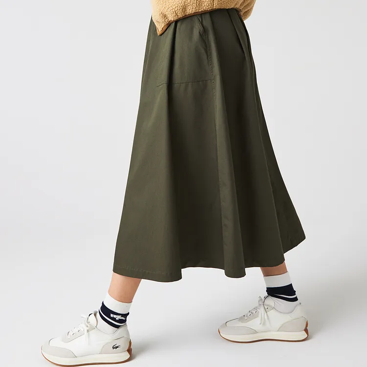 LACOSTE Casual Long Skirt Women's Gray Green-1