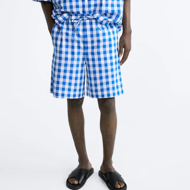 ZARA Casual Shorts Men Blue-3