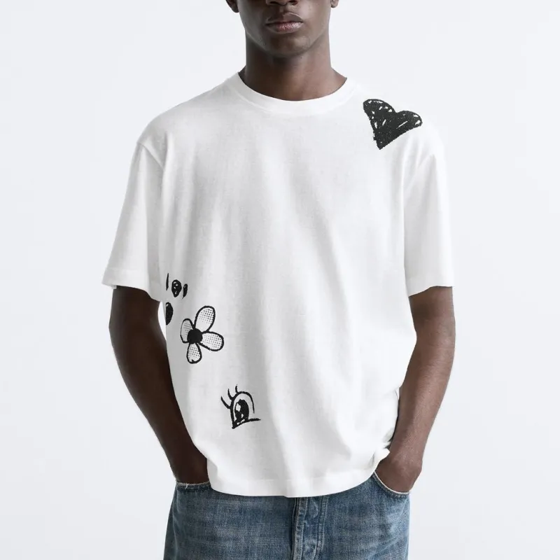 ZARA T-Shirts Men White-2