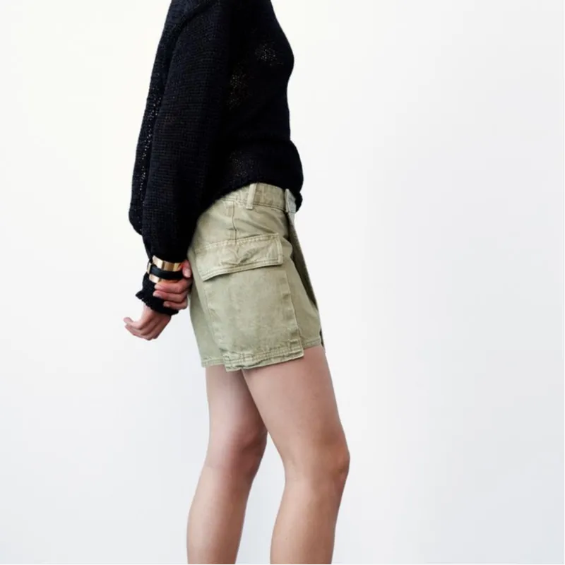 ZARA Casual Shorts Women's Khaki-4
