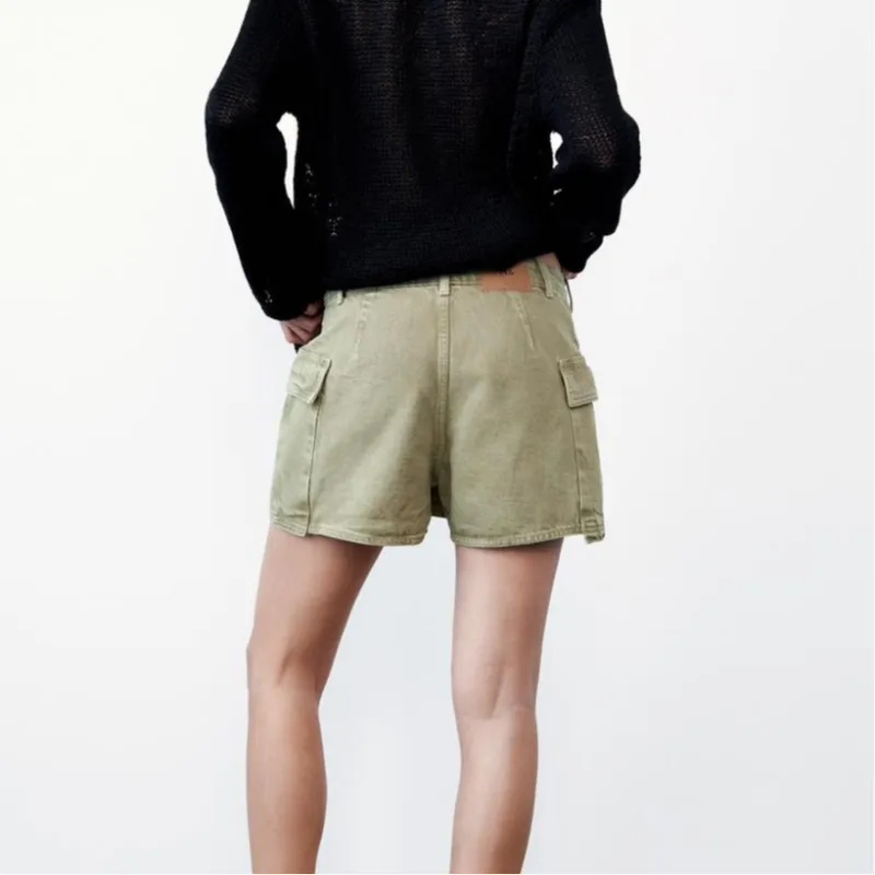 ZARA Casual Shorts Women's Khaki-3