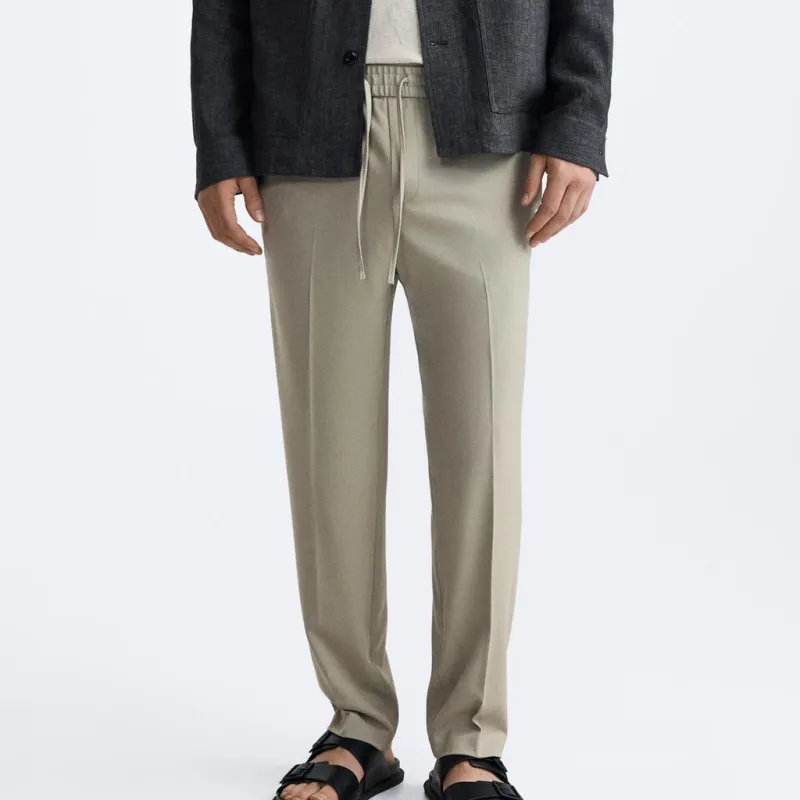 ZARA Casual Pants Men's Light Green-2