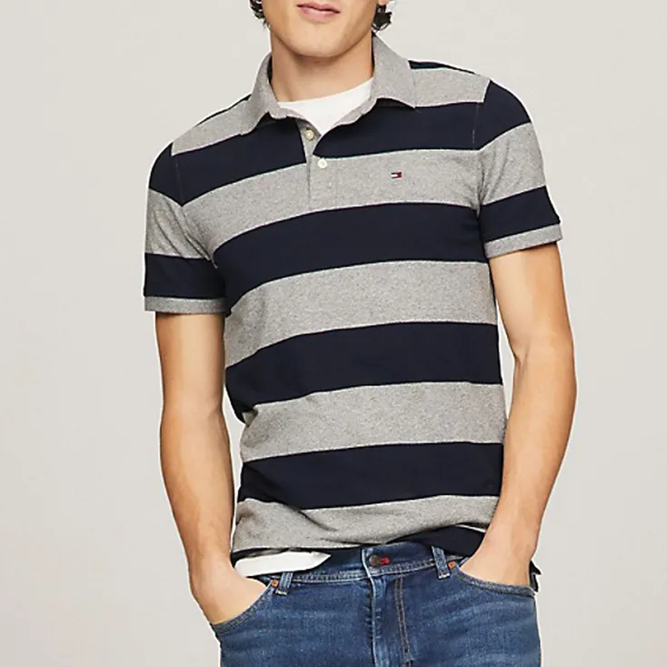 Tommy Hilfiger Polo Shirt Men's Black Gray-1