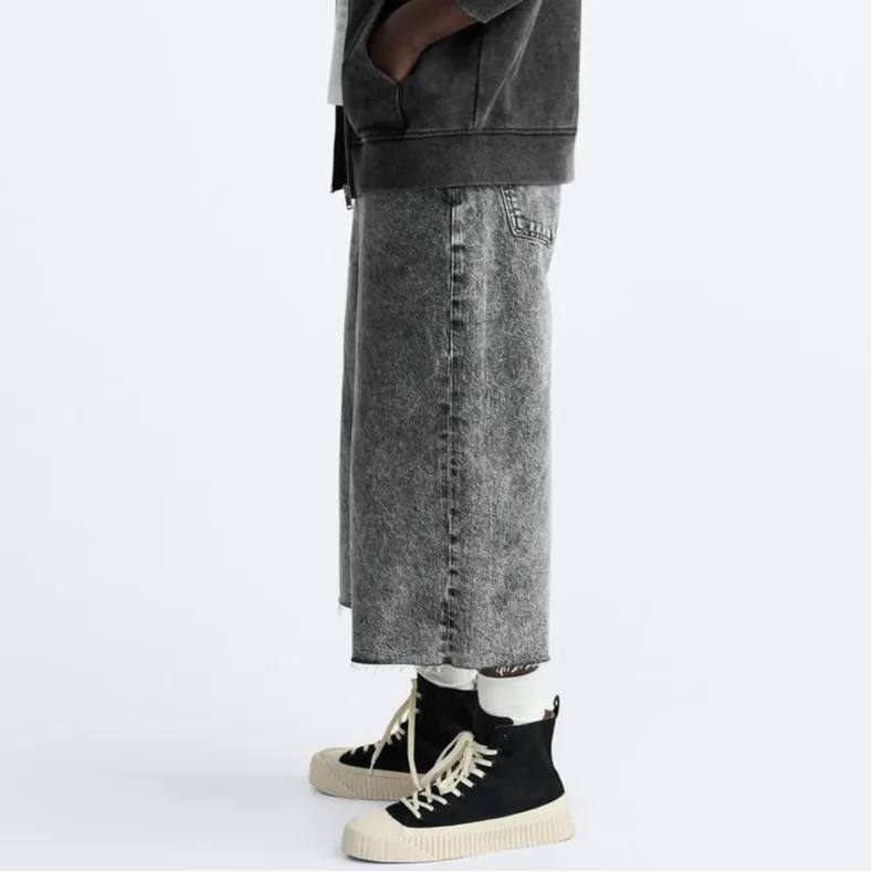 ZARA Denim Shorts Men Gray-4