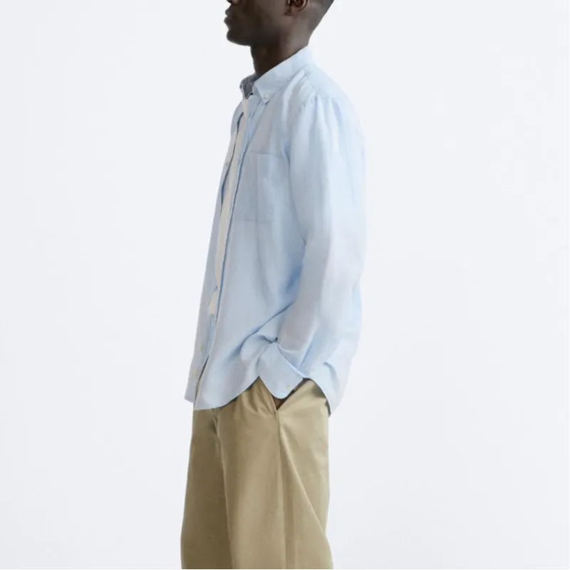 ZARA Shirts Men Sky Blue-4