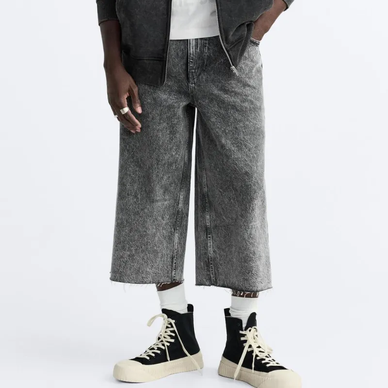 ZARA Denim Shorts Men Gray-2