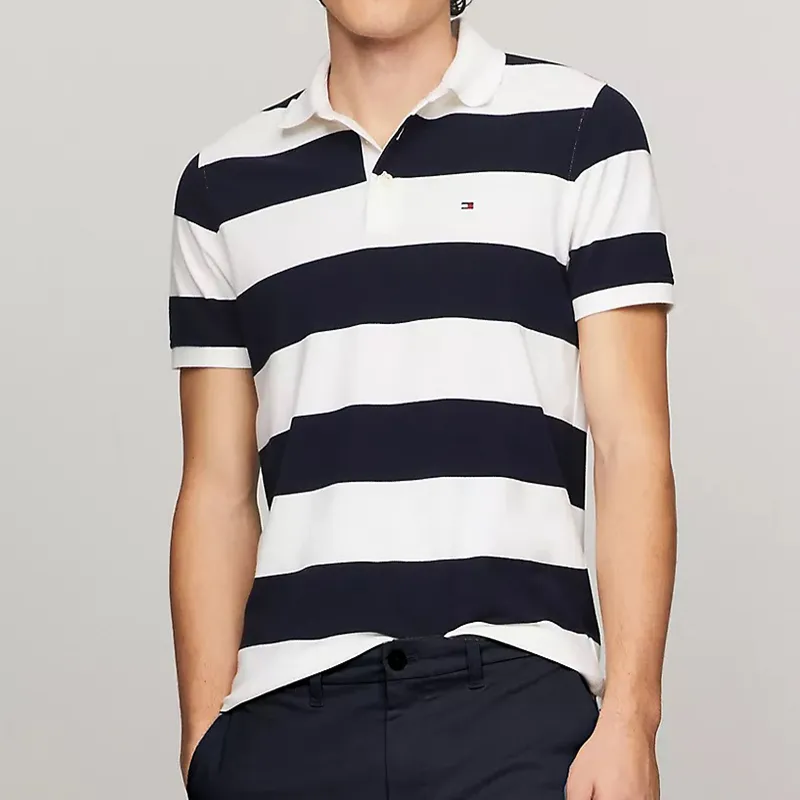 Tommy Hilfiger Polo Shirt Men's Navy Blue White Multicolor-1