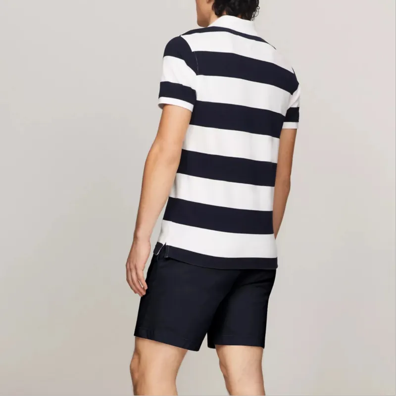 Tommy Hilfiger Polo Shirt Men's Navy Blue White Multicolor-2