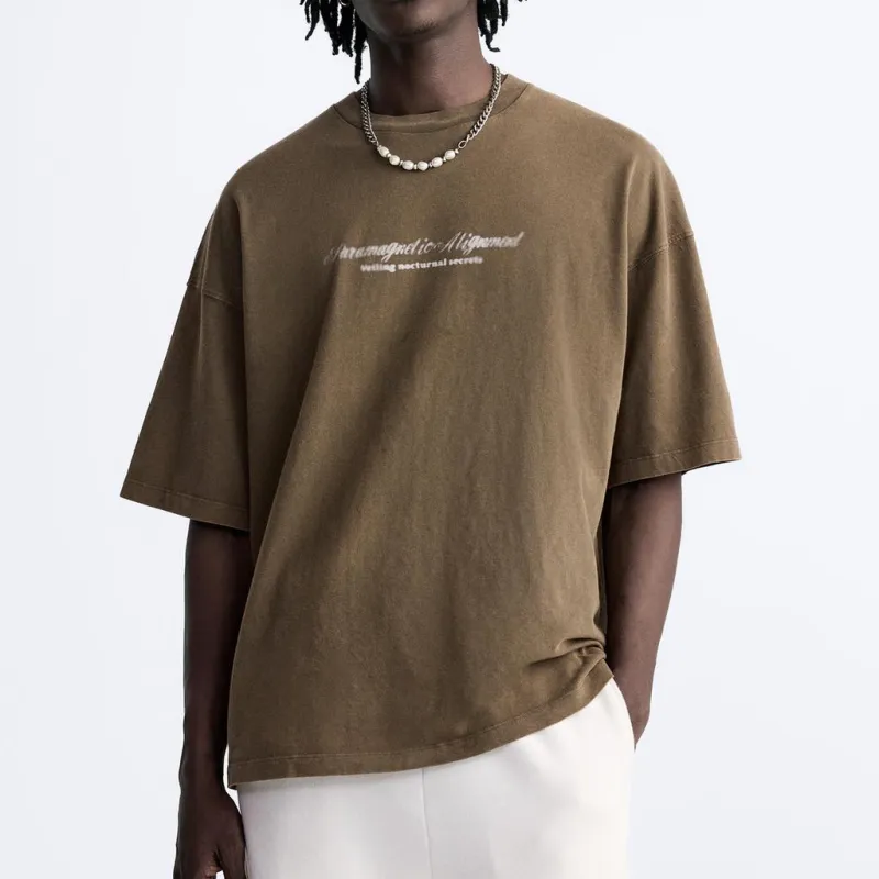 ZARA T-Shirts Men Green-2