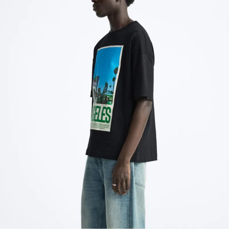 ZARA T Shirts Men Black-4