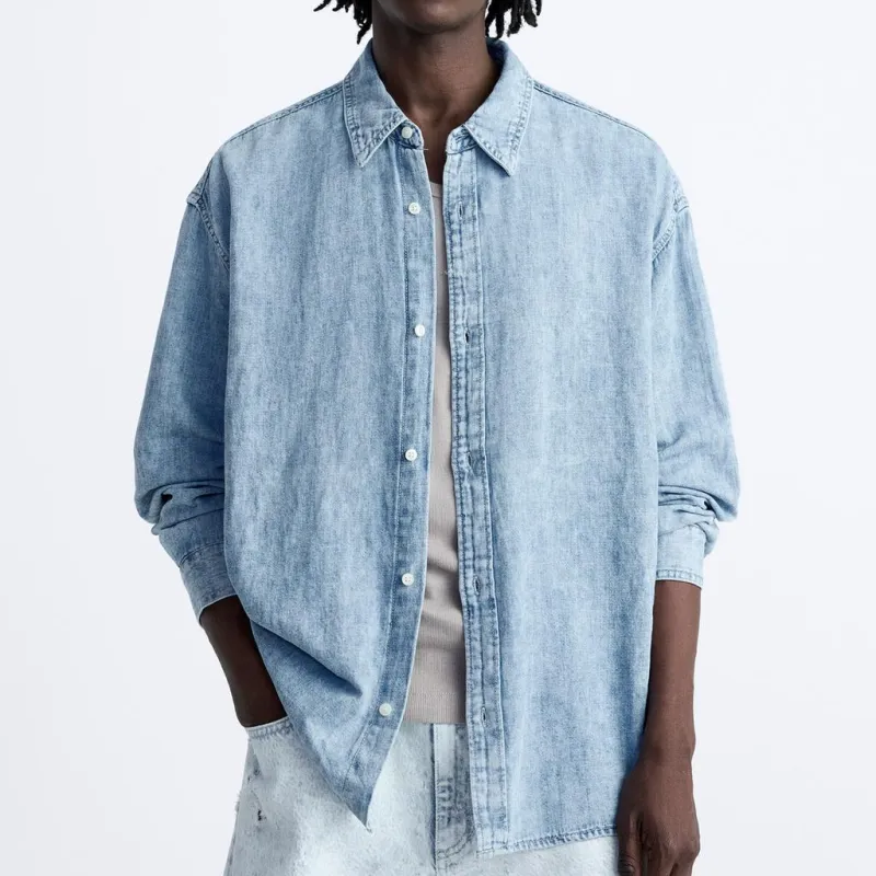 ZARA Shirts Men Medium Blue-2