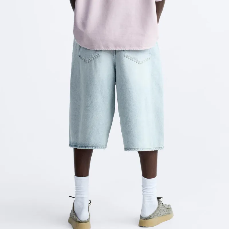 ZARA Denim Shorts Men's Light Blue-3