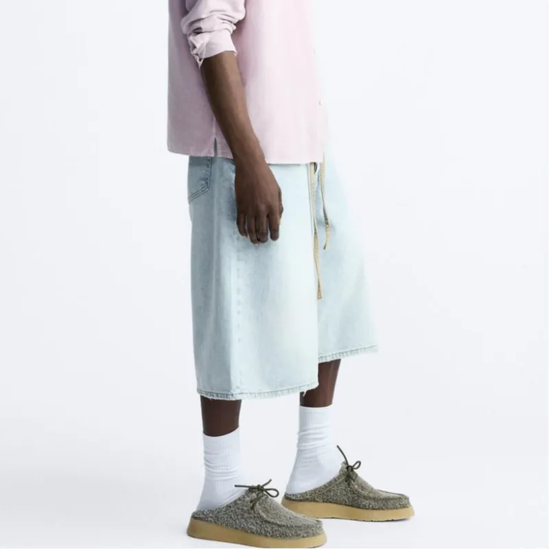 ZARA Denim Shorts Men's Light Blue-4