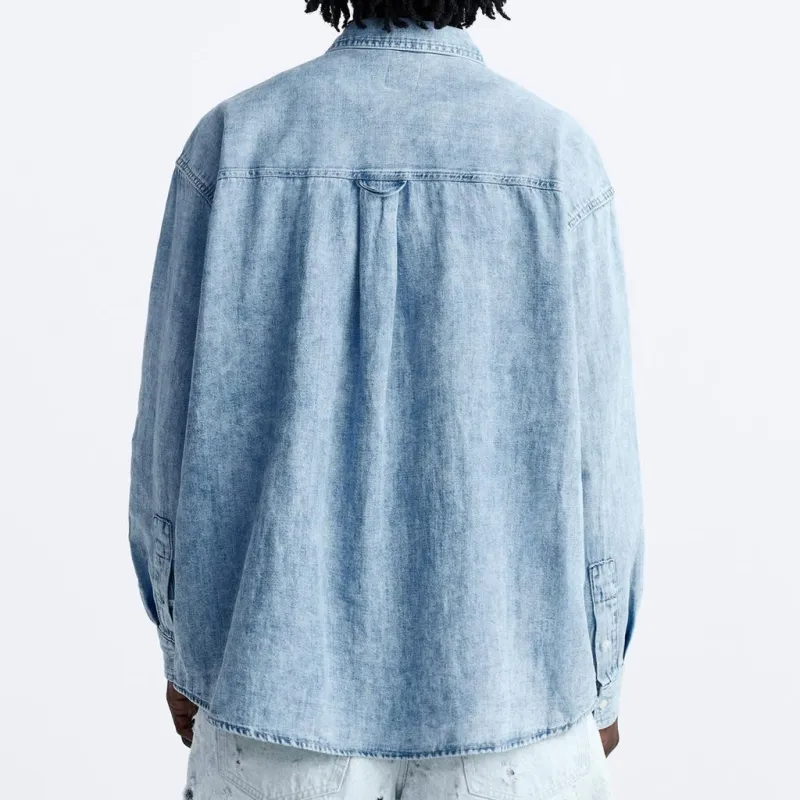 ZARA Shirts Men Medium Blue-3