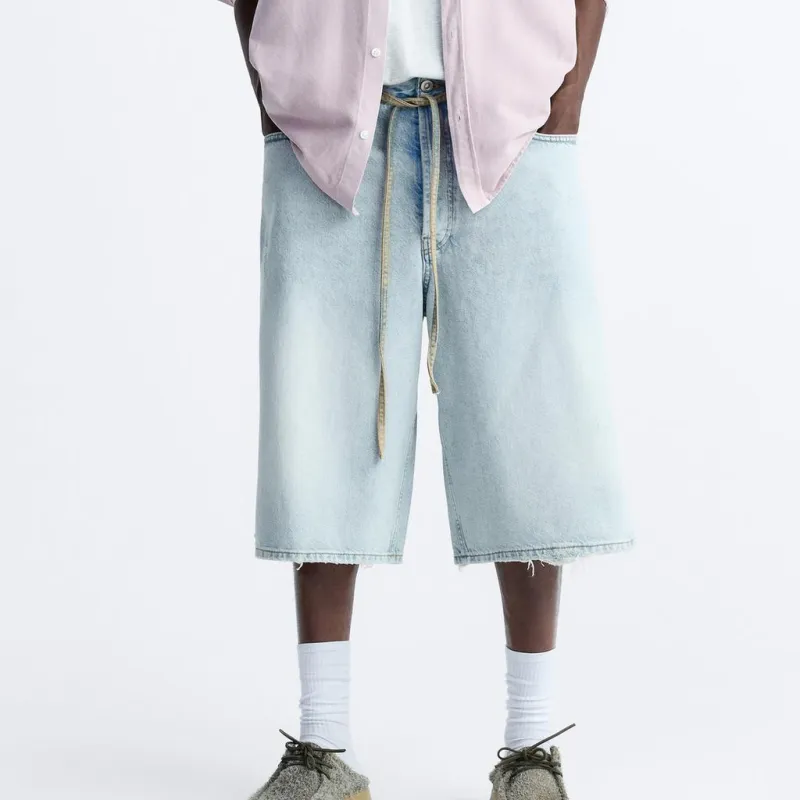 ZARA Denim Shorts Men's Light Blue-2