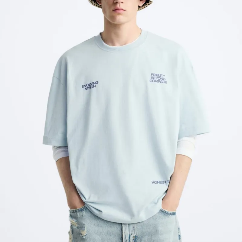 ZARA T Shirts Men Sky Blue-2