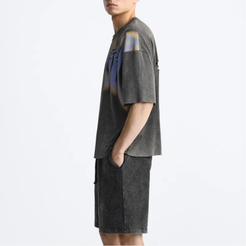 ZARA T Shirts Men Coal Gray-4