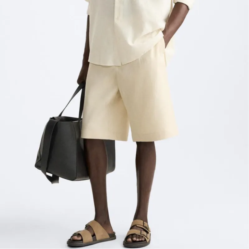 ZARA Casual Shorts Men Beige-4