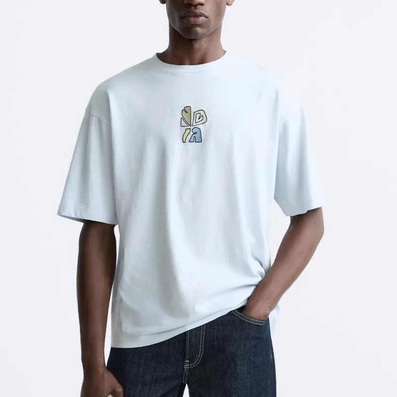 ZARA T-Shirts Men Sky Blue-2
