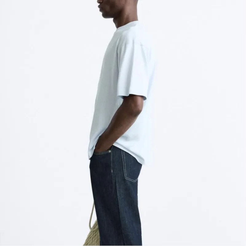 ZARA T-Shirts Men Sky Blue-4
