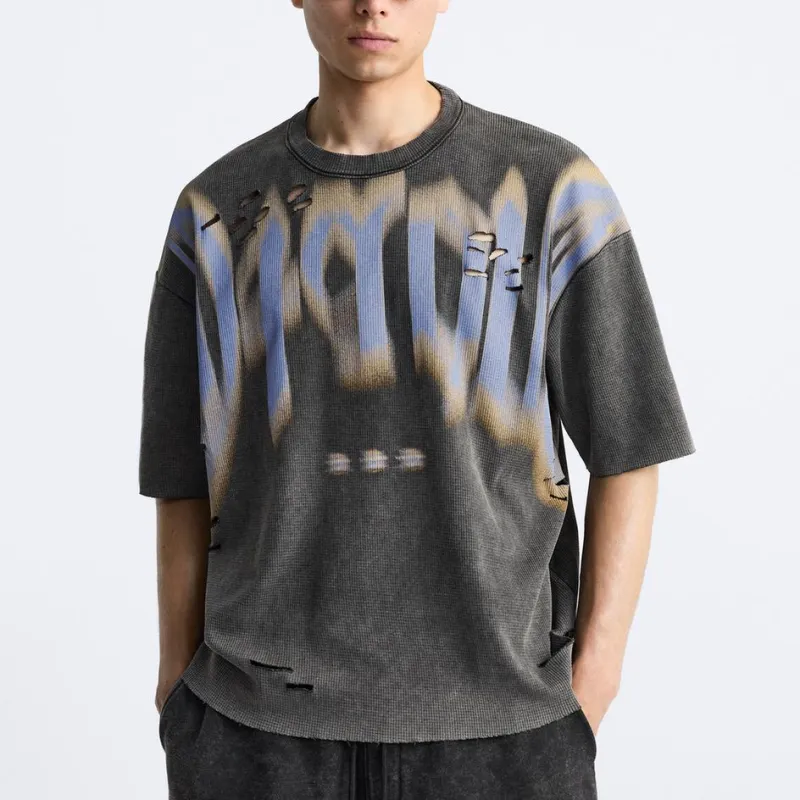 ZARA T Shirts Men Coal Gray-2