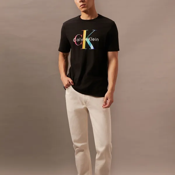 CALVIN KLEIN Rainbow Series T Shirt Men's Space Black-1