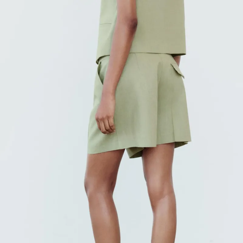 ZARA Casual Shorts Women's Green-3