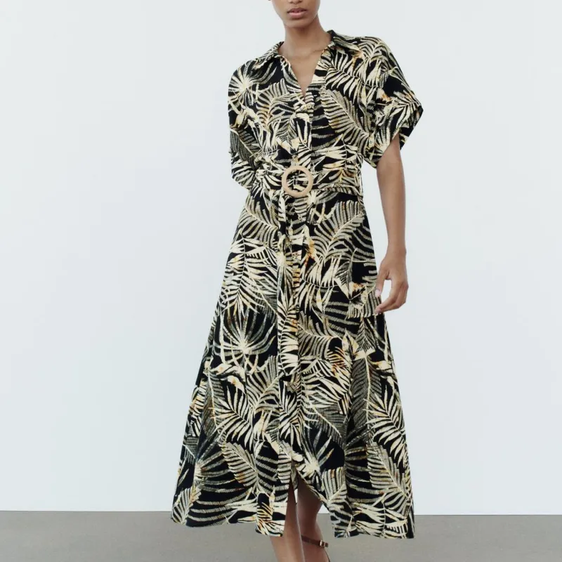 ZARA Short Sleeved Dress Women's Black-2