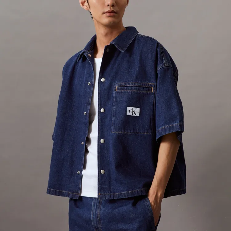 CALVIN KLEIN Shirt Men's Denim Dark Blue-2