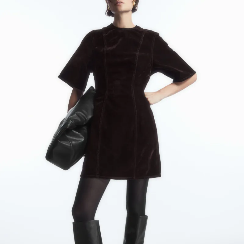 COS Short Sleeved Dresses Women's Dark Brown-1